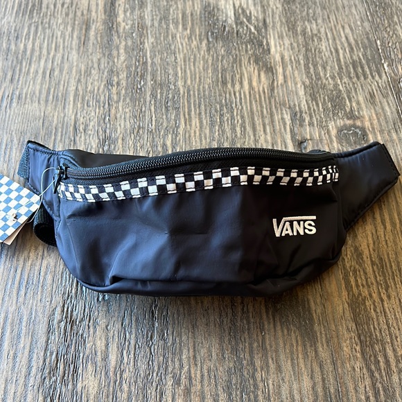 Vans Handbags - Vans Burma II Black Fanny pack with checkered strip on front. Strap is black.NWT